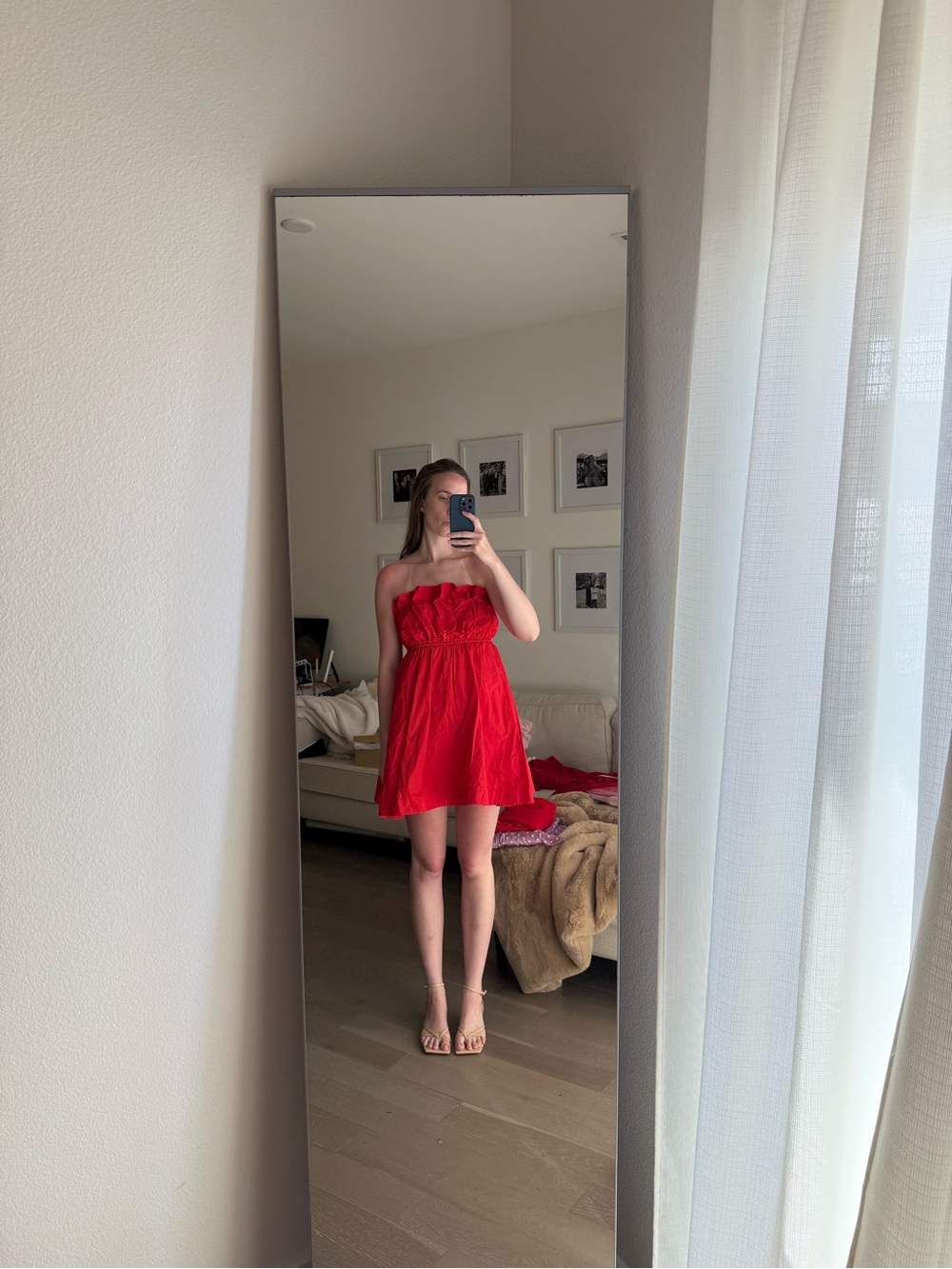 Anthropologie Red Strapless Mini Dress